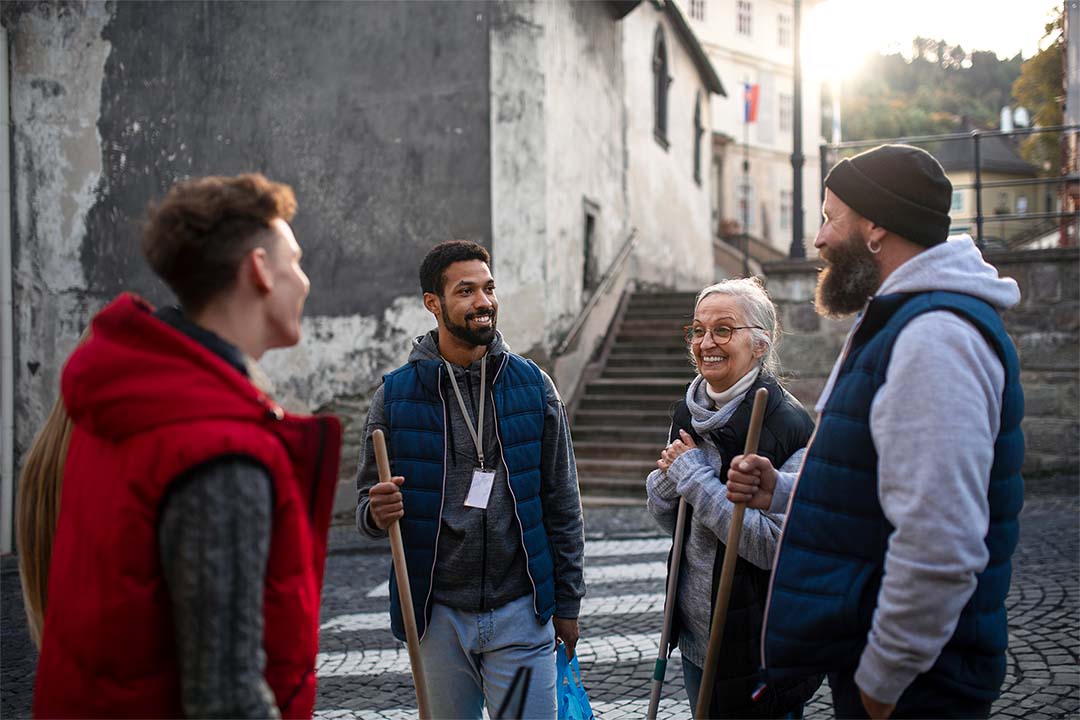 group of people laughing