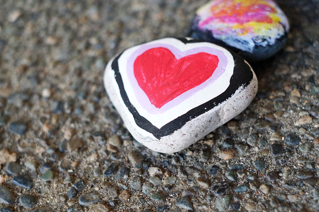 two painted rocks